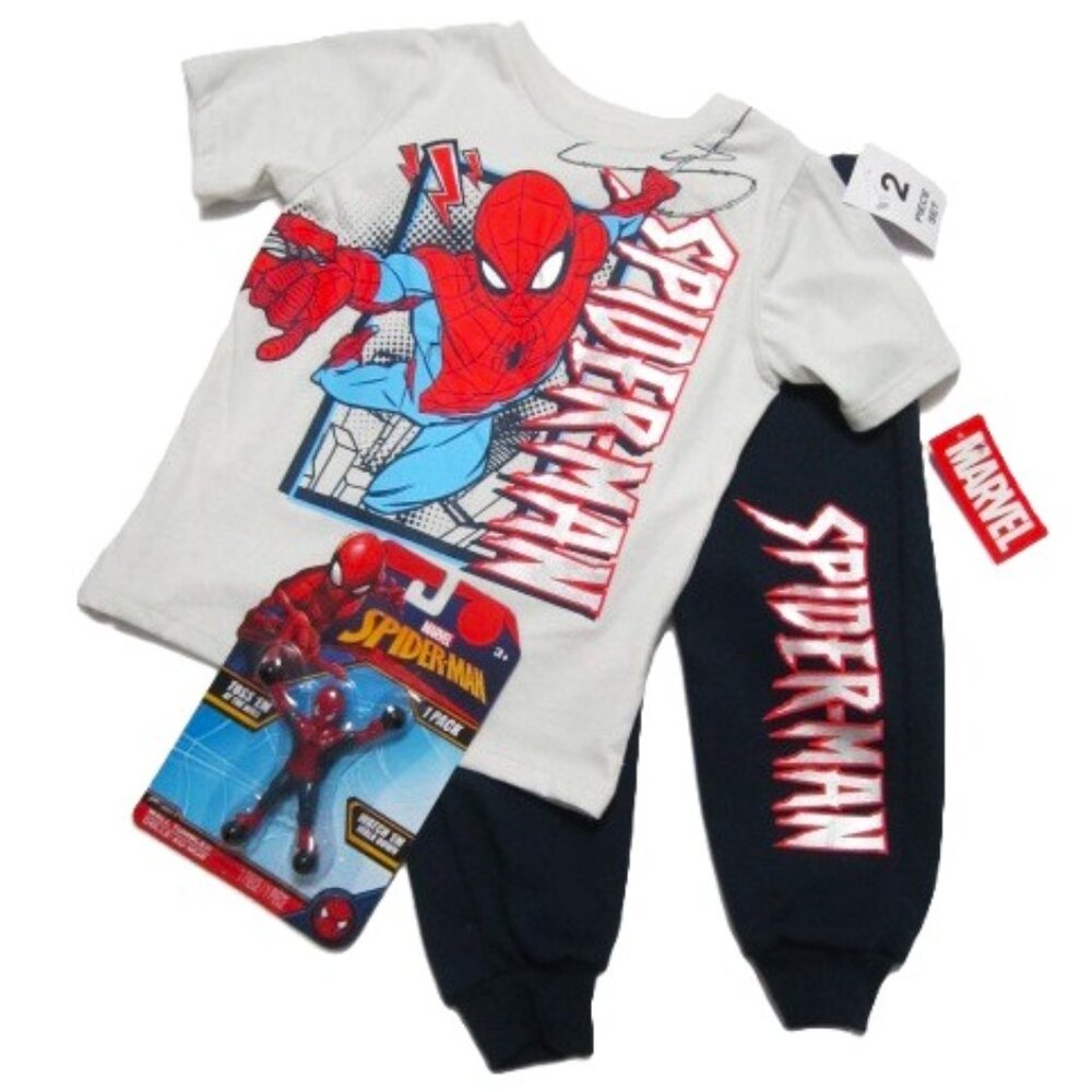 Spiderman 2 Piece Set size 24 months & Toy with Gift Bag NEW